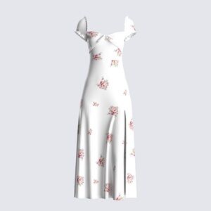 Finesse White Maxi Dress with Sweetheart Neckline and Flutter Cap Sleeves